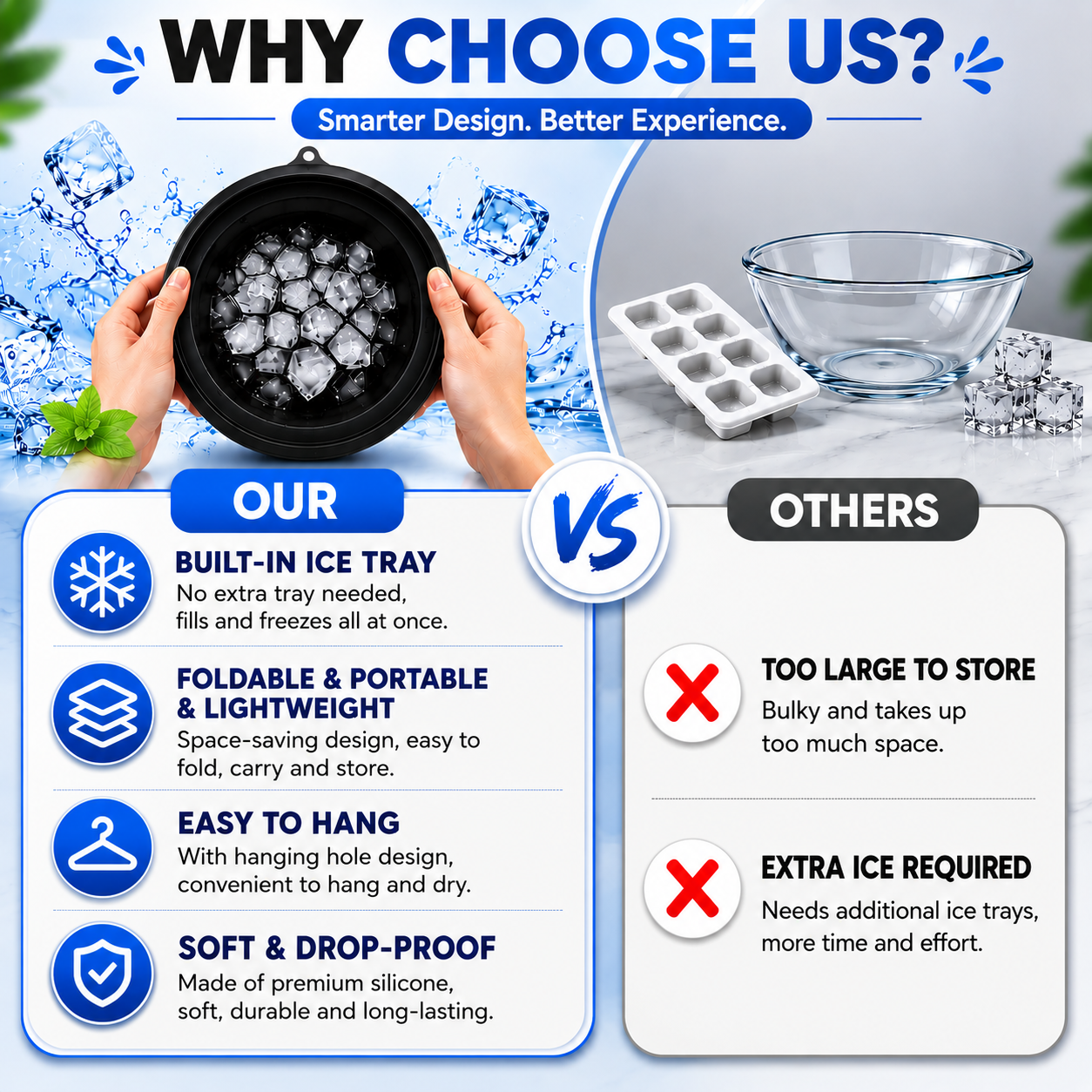 Foldable Ice Face Bowl ( FREE ICE ROLLER)