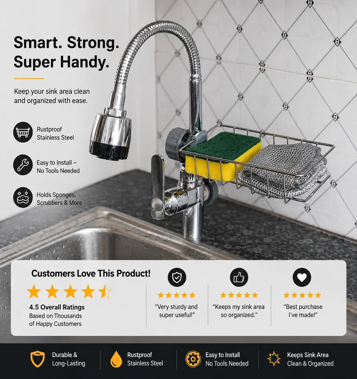 Kitchen Sink Organizer(Stainless Steel)