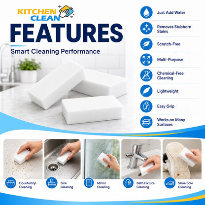 Kitchen Magic Cleaning Sponge (Pack of 3)| Heavy Duty Melamine Eraser Pad |