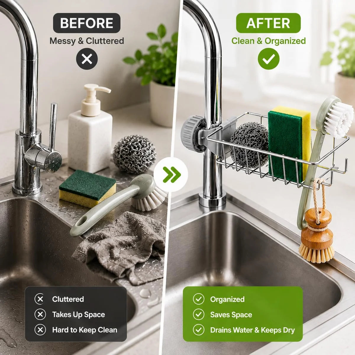 Kitchen Sink Organizer(Stainless Steel)