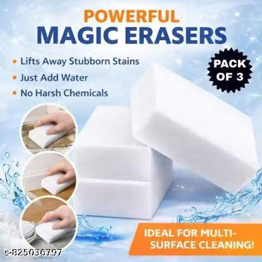 Kitchen Magic Cleaning Sponge (Pack of 3)| Heavy Duty Melamine Eraser Pad |